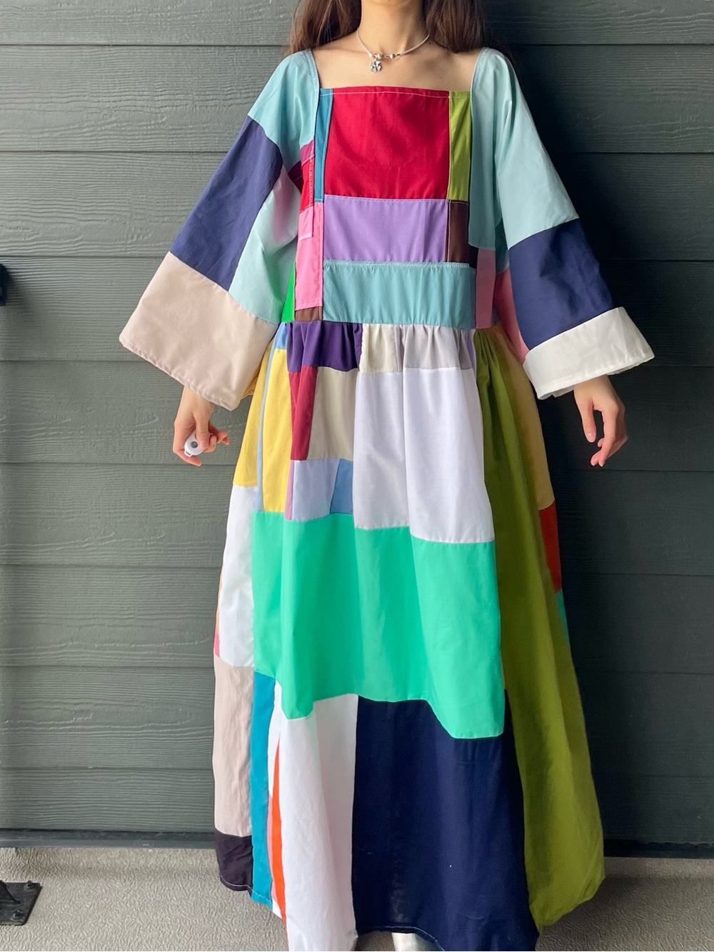 Handmade Quilted Patchwork Colorblock Dress SKU 06262